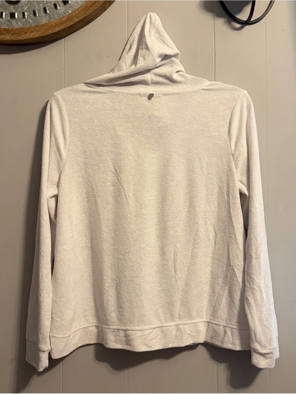 Cable & Gauge White V-Neck Hooded Lounge Top & Bottom Terry Cloth - Picture 4 of 10